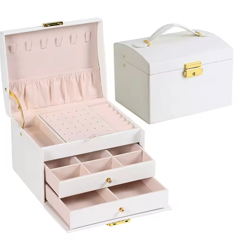 Boîte à bijoux en cuir multifonctionnelle