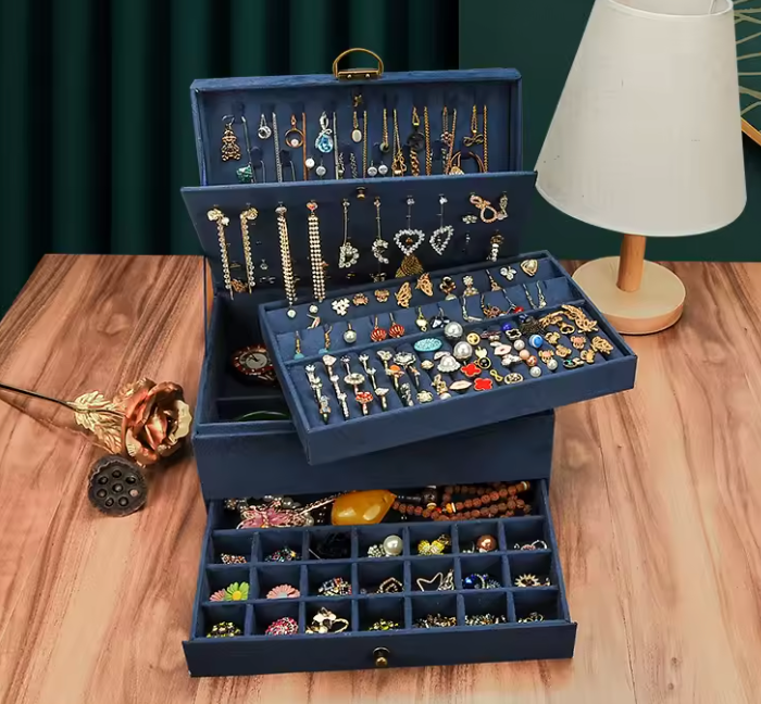 Boîte à bijoux en velours premium