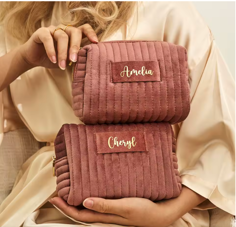 Trousse personnalisable en velours côtelé